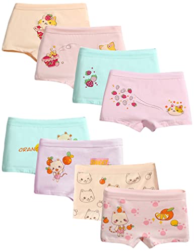 Kiench Mädchen Boxershorts Baumwolle Unterhosen Pantys 8er-Pack Entzückendes Kätzchen EU Größe 98-104/2-3 Jahre Etikett S von Kiench