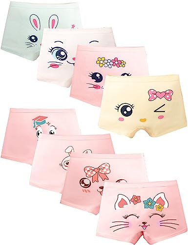 Kiench Mädchen Boxershorts Baumwolle Unterhosen Pantys 8er-Pack Glückliches Lächeln EU Größe 146/10-11 Jahre Etikett XXL von Kiench