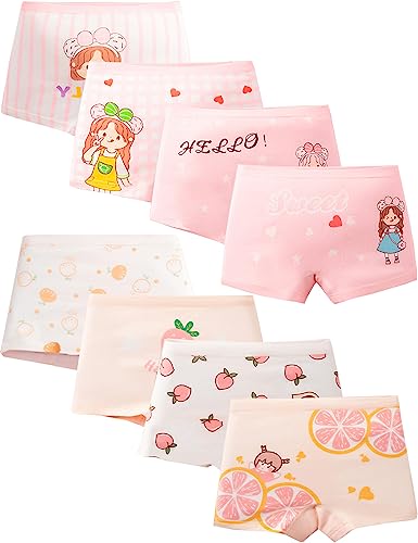 Kiench Mädchen Boxershorts Baumwolle Unterhosen Pantys 8er-Pack Süßes Schätzchen EU Größe 146/10-11 Jahre Etikett XXL von Kiench