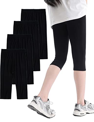 Kiench Mädchen Capri Leggings 3/4 Hosen 4er-Pack 4 Schwarz EU Größe 116-122/5-6 Jahre Etikett 130 von Kiench