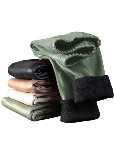 Kiench Mädchen Kunstleder Leggings Gefüttert Warm Thermo Hosen Grün EU Größe 140-146/8-9 Jahre Etikett 150 von Kiench