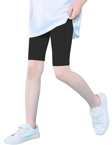 Kiench Mädchen Kurze Leggings Sommer Radlerhose Basic Uni Farbe Schwarz EU Größe 98-104/2-3 Jahre Etikett 100 von Kiench