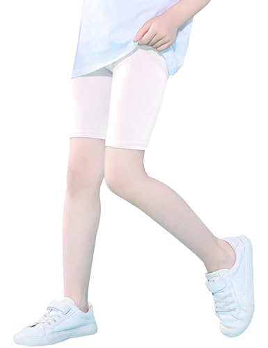 Kiench Mädchen Kurze Leggings Sommer Radlerhose Basic Uni Farbe Weiß EU Größe 146/9-10 Jahre Etikett 150 von Kiench