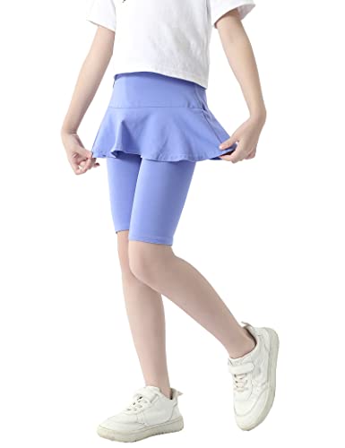 Kiench Mädchen Kurze Leggings mit Rock Einteiler Baumwolle Radler-Hosen Azurblau EU Größe 110-116/5-6 Jahre Etikett 120 von Kiench