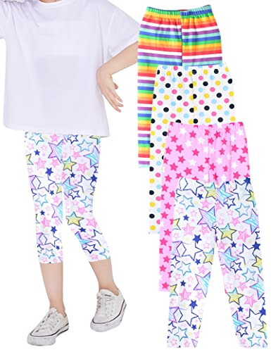 Kiench Mädchen Leggings 3/4 Bunt Capri-Hosen 4er-Pack Kunterbunt Grafik EU Größe 110/4-5 Jahre Etikett 120 von Kiench