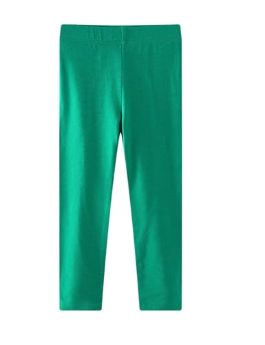 Kiench Mädchen Leggings Baumwolle Lang Hosen Basic Uni Farbe Jägergrün EU Größe 134/7-8 Jahre von Kiench