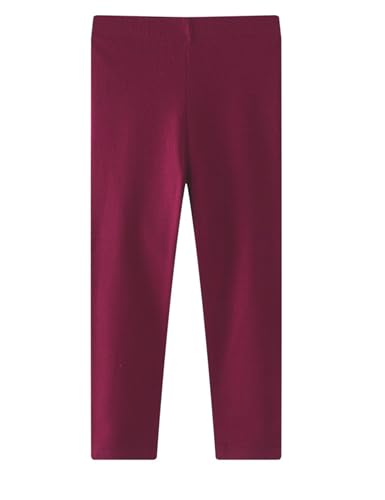 Kiench Mädchen Leggings Baumwolle Lang Hosen Basic Uni Farbe Weinrot EU Größe 92-98/2-3 Jahre von Kiench