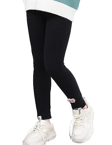 Kiench Mädchen Leggings Gefüttert Dick Hosen Winter Schwarz EU Größe 140-146/8-9 Jahre Etikett 150 von Kiench