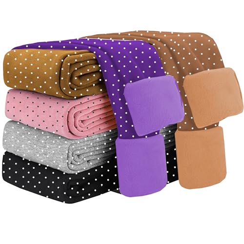 Kiench Mädchen Leggings Gefüttert Punkte Bedruckt Winter-Hosen Baumwolle 2er-Pack Braun + Dunkel Lila EU Größe 104-110/4-5 Jahre Etikett 110 von Kiench