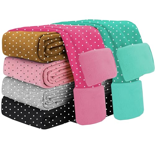 Kiench Mädchen Leggings Gefüttert Punkte Bedruckt Winter-Hosen Baumwolle 2er-Pack Pink + Türkis Grün EU Größe 134/8-9 Jahre Etikett 140 von Kiench