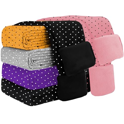 Kiench Mädchen Leggings Gefüttert Punkte Bedruckt Winter-Hosen Baumwolle 2er-Pack Schwarz + Rosa EU Größe 146-152/10-11 Jahre Etikett 160 von Kiench
