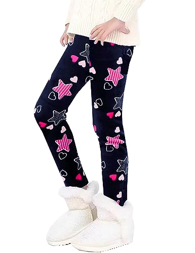 Kiench Mädchen Leggings Gefüttert Warm Thermo Hosen Bunte Sterne EU Größe 146-152/10-11 Jahre Etikett 150 von Kiench