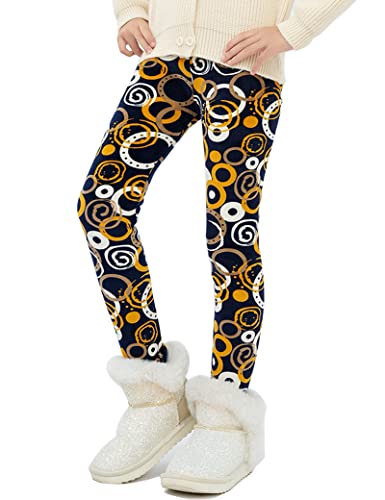 Kiench Mädchen Leggings Gefüttert Warm Thermo Hosen Gelb Ring EU Größe 128-134/7-8 Jahre Etikett 130 von Kiench