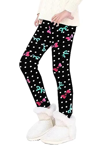 Kiench Mädchen Leggings Gefüttert Warm Thermo Hosen Grün Schleife EU Größe 146-152/10-11 Jahre Etikett 150 von Kiench