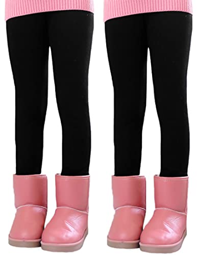 Kiench Mädchen Leggings Gefüttert Winter Dick Hosen Baumwolle 2er-Pack 2 Schwarz EU Größe 134/8-9 Jahre Etikett 140 von Kiench