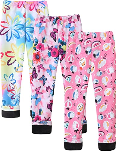 Kiench Mädchen Leggings Gefüttert Winter Warm Thermo Hosen 3er-Pack Blühender Garten EU Größe 122/6 Jahre Etikett 130 von Kiench