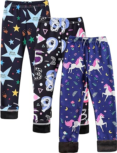 Kiench Mädchen Leggings Gefüttert Winter Warm Thermo Hosen 3er-Pack Märchen EU Größe 110-116/4-5 Jahre Etikett 120 von Kiench