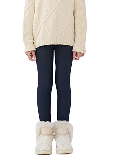 Kiench Mädchen Leggings Gefüttert Winter Warm Thermo Hosen Baumwolle Jeans Dunkelblau EU Größe 104-110/4-5 Jahre Etikett 110 von Kiench
