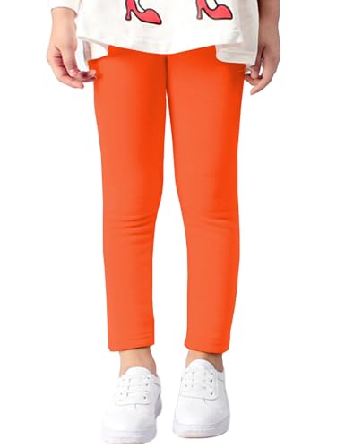 Kiench Mädchen Leggings Gefüttert Winter Warm Thermo Hosen Baumwolle Orange EU Größe 122-128/7-8 Jahre Etikett 130 von Kiench