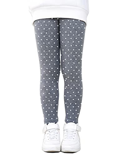 Kiench Mädchen Leggings Gefüttert Winter Warm Thermo Hosen Baumwolle Pünktchen Grau EU Größe 134/8-9 Jahre Etikett 140 von Kiench