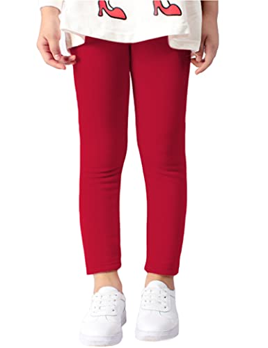 Kiench Mädchen Leggings Gefüttert Winter Warm Thermo Hosen Baumwolle Rot EU Größe 122-128/7-8 Jahre Etikett 130 von Kiench