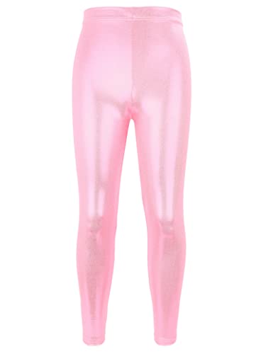 Kiench Mädchen Leggings Glänzend Metallic Gymnastik Tanz Hosen Rosa EU Größe 104-110/4-5 Jahre Etikett 110 von Kiench