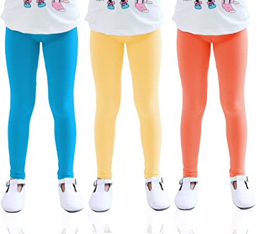 Kiench Mädchen Leggings Knöchellang Hosen 3er-Pack Orange & Gelb & Türkis EU Größe 146-152/10-11 Jahre Etikett 160 von Kiench
