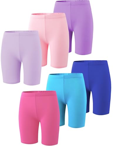 Kiench Mädchen Leggings Kurze Hose Kinder Radlerhose Sommer Shorts Baumwolle 6er-Pack Modische Unifarbe EU Gr. 110-116/5-6 Jahre von Kiench