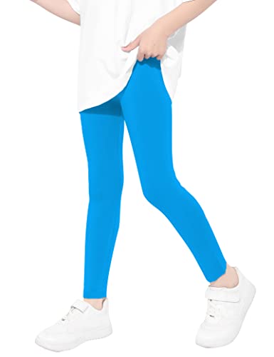 Kiench Mädchen Leggings Lang Hosen Basic Uni Farbe Blau EU Größe 104-110/3-4 Jahre Etikett 110 von Kiench