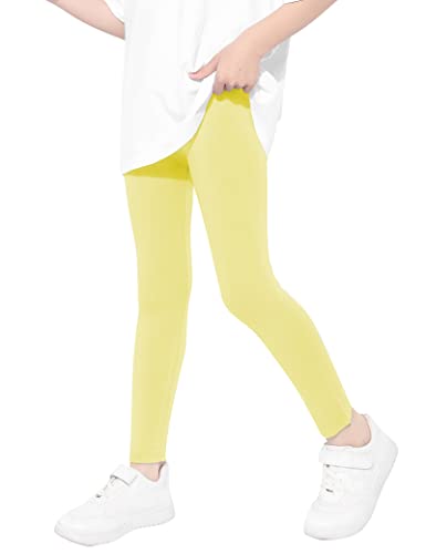 Kiench Mädchen Leggings Lang Hosen Basic Uni Farbe Gelb EU Größe 116-122/5-6 Jahre Etikett 120 von Kiench