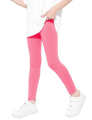 Kiench Mädchen Leggings Lang Hosen Basic Uni Farbe Puder Pink EU Größe 128/6-7 Jahre Etikett 130 von Kiench