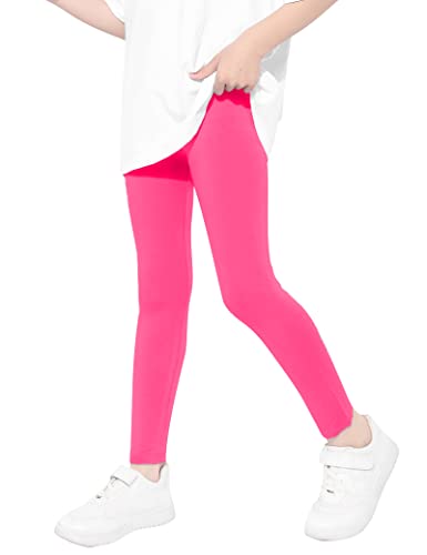 Kiench Mädchen Leggings Lang Hosen Basic Uni Farbe Rosenrot EU Größe 104-110/3-4 Jahre Etikett 110 von Kiench