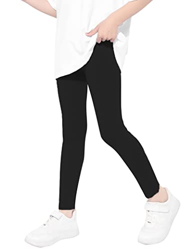 Kiench Mädchen Leggings Lang Hosen Basic Uni Farbe Schwarz EU Größe 104-110/3-4 Jahre Etikett 110 von Kiench