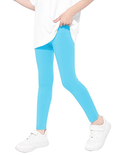 Kiench Mädchen Leggings Lang Hosen Basic Uni Farbe Türkis Blau EU Größe 152/10-11 Jahre Etikett 160 von Kiench