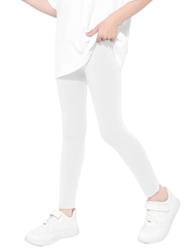 Kiench Mädchen Leggings Lang Hosen Basic Uni Farbe Weiß EU Größe 86-92/18-24 Monate Etikett 90 von Kiench