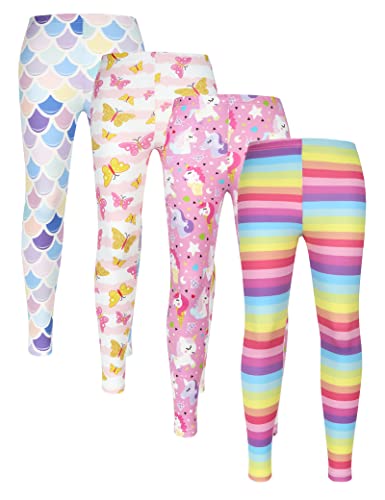 Kiench Mädchen Leggings Lang Stretch-Hosen 4er-Pack Märchen EU Größe 104-110/3-4 Jahre Etikett 110 von Kiench