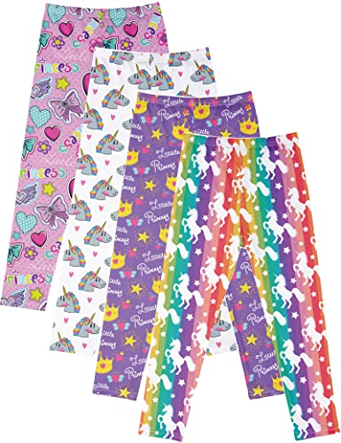 Kiench Mädchen Leggings Lang Stretch-Hosen 4er-Pack Prinzessin EU Größe 128-134/7-8 Jahre Etikett 140 von Kiench