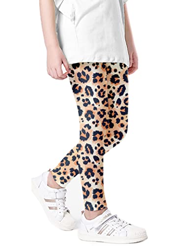 Kiench Mädchen Leggings Lang Stretch-Hosen Muster Leopardenmuster EU Größe 104-110/3-4 Jahre Etikett 110 von Kiench