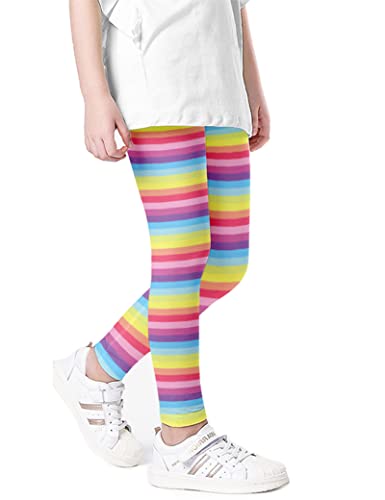 Kiench Mädchen Leggings Lang Stretch-Hosen Muster Regenbogen EU Größe 104-110/3-4 Jahre Etikett 110 von Kiench