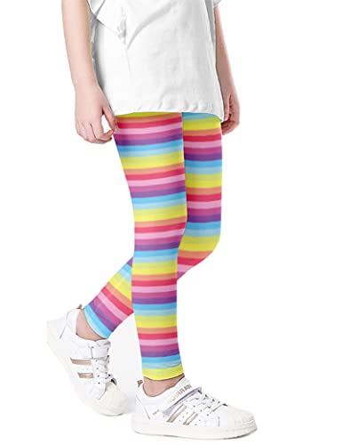 Kiench Mädchen Leggings Lang Stretch-Hosen Muster Regenbogen EU Größe 116/5-6 Jahre Etikett 120 von Kiench