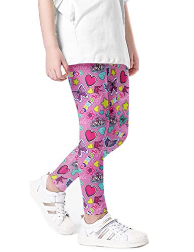 Kiench Mädchen Leggings Lang Stretch-Hosen Muster Schmuck EU Größe 122-128/6-7 Jahre Etikett 130 von Kiench