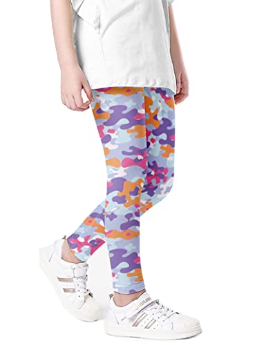 Kiench Mädchen Leggings Lang Stretch-Hosen Muster Tarnung Blau EU Größe 122-128/6-7 Jahre Etikett 130 von Kiench