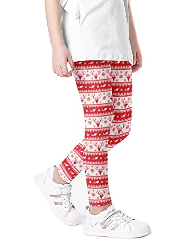 Kiench Mädchen Leggings Lang Stretch-Hosen Muster Weihnachts Rentier EU Größe 116/5-6 Jahre Etikett 120 von Kiench