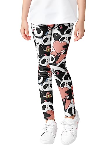 Kiench Mädchen Leggings Muster Lang Stretch Kinder-Hosen Süßer Panda EU Größe 134-140/7-8 Jahre Etikett 140 von Kiench