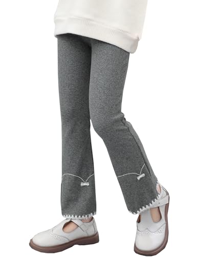 Kiench Mädchen Leggings Schlaghose Baumwolle Flared Ausgestellte Leggings Dunkelgrau EU Größe 134/8-9 Jahre Etikett 140 von Kiench