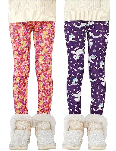 Kiench Mädchen Leggings Winter Gefüttert Dick Hosen 2er-Pack Märchen EU Größe 152/9-10 Jahre Etikett 160 von Kiench