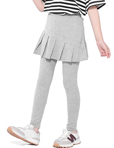 Kiench Mädchen Leggings mit Rock Baumwolle Warm Lang Hosen Grau EU Größe 104/3-4 Jahre Etikett 110 von Kiench