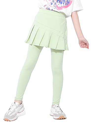 Kiench Mädchen Leggings mit Rock Baumwolle Warm Lang Hosen Grün EU Größe 140-146/9-10 Jahre Etikett 150 von Kiench