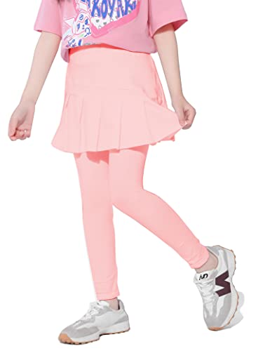 Kiench Mädchen Leggings mit Rock Baumwolle Warm Lang Hosen Rosa EU Größe 122-128/6-7 Jahre Etikett 130 von Kiench