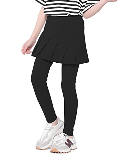 Kiench Mädchen Leggings mit Rock Baumwolle Warm Lang Hosen Schwarz EU Größe 122-128/6-7 Jahre Etikett 130 von Kiench